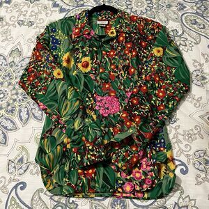 KENZO Bergdoff Goodman Vintage Eggplant Print Button Down Long Sleeved Shirt 36
